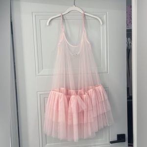 Free People Push Send Tulle Mini Slip in Pink